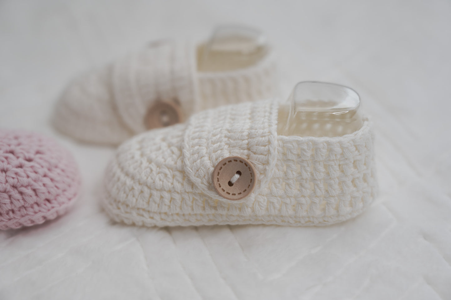 Hand Knitted Crochet 100% Cotton Newborn Baby Booties/ Baby Shoes