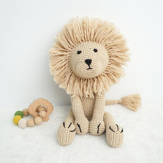 Handmade Leo The Lion Crochet Doll and Rattle - Perfect Playmate for Little Adventurers