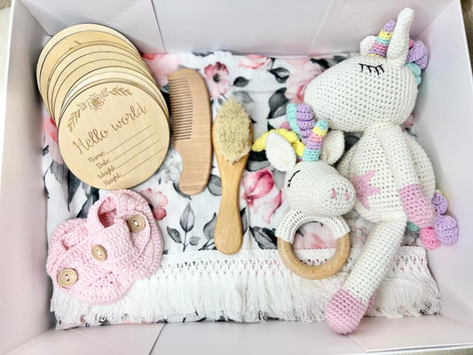 Rainbow the Unicorn Baby Girl Gift Set/ Newborn Baby Gift Set